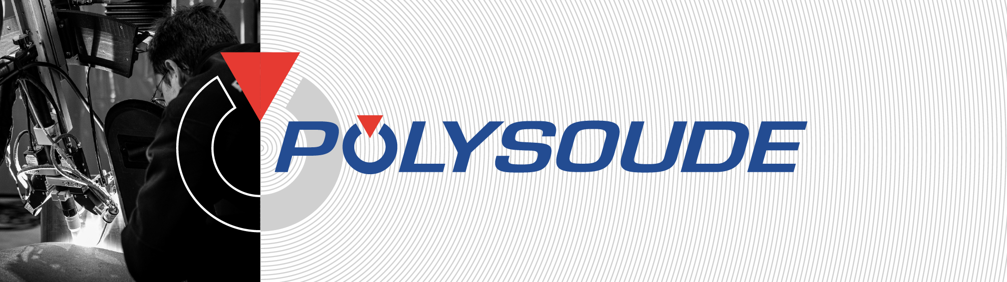 New graphic charter Polysoude 2024 we see a welder with the polysoude logo TIG welding orbital